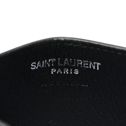Saint Laurent Grain De Poudre Matelasse Chevron Monogram Credit Card Case Black 7 of 8