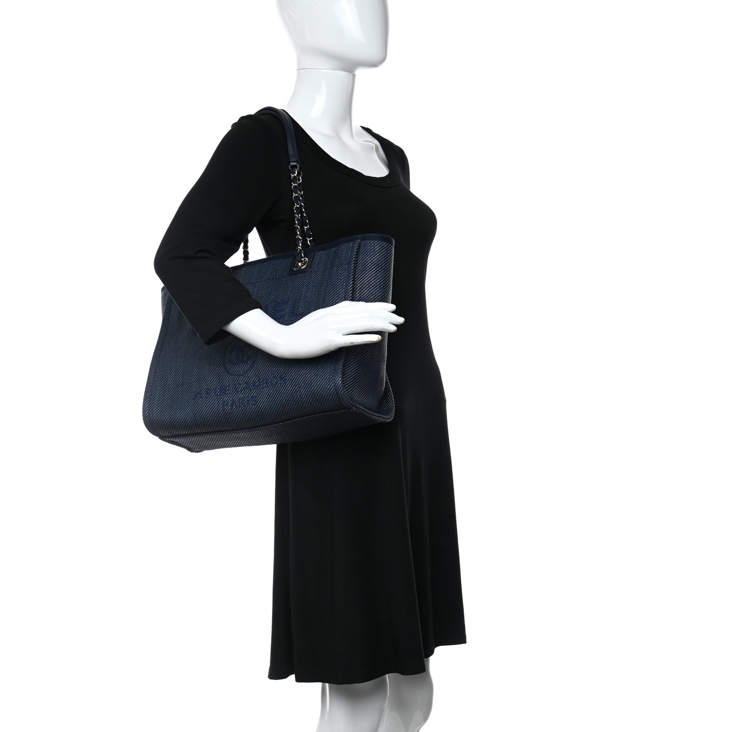 Chanel Mixed Fibers Small Deauville Tote Navy Blue 2 of 11