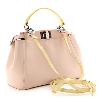 Fendi Nappa Colorblock Mini Peekaboo Iconic Satchel Plaster Banana Grigio Polvere 3 of 10