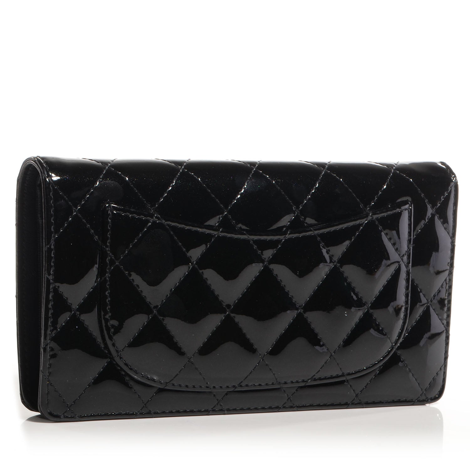 Chanel Glitter Patent Yen Wallet Black 3 of 9