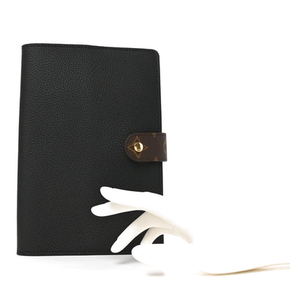 Louis Vuitton Grained Calfskin Monogram Charles Notebook Cover MM Black 2 of 6