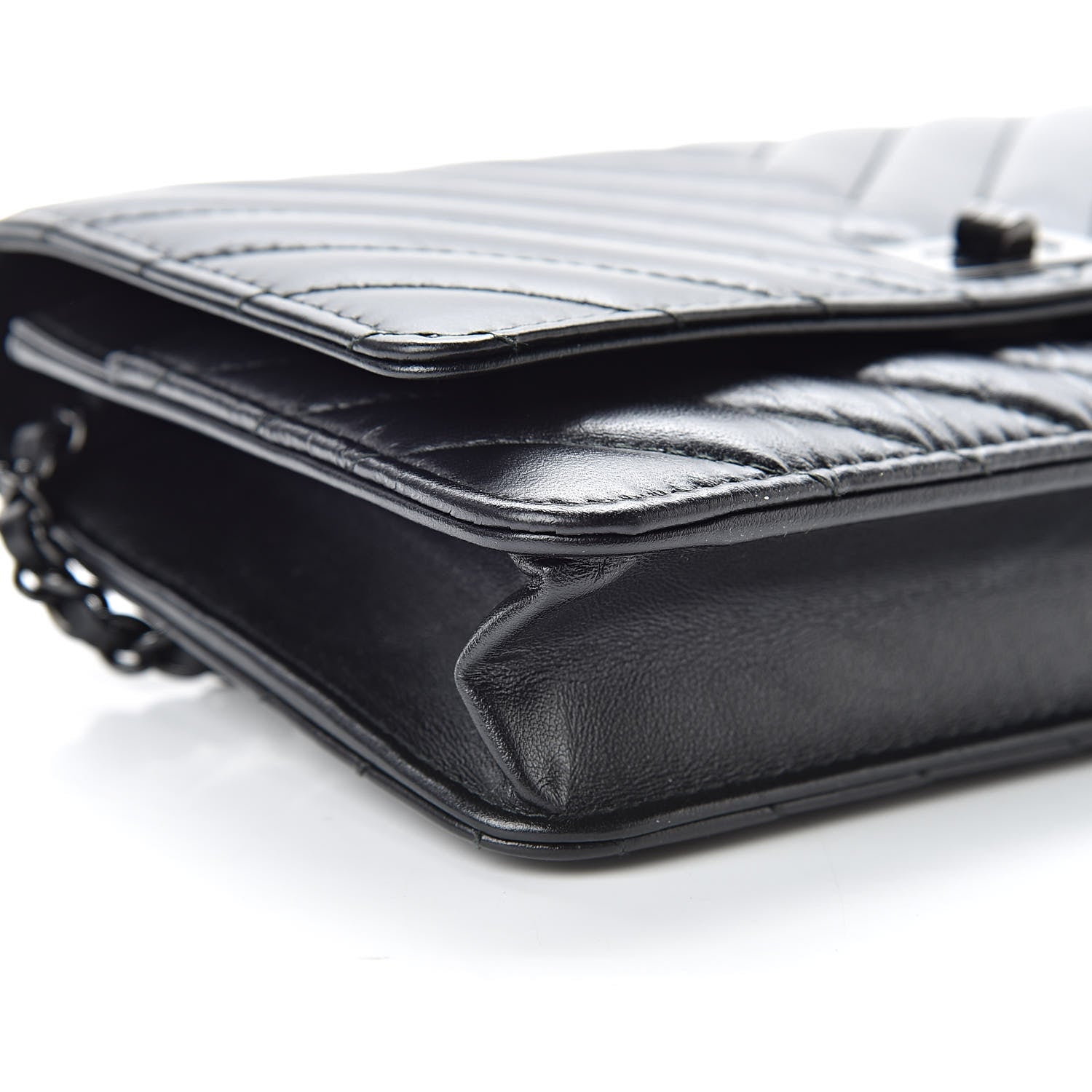 Chanel Aged Calfskin Chevron Quilted Reissue Wallet On Chain WOC So Black 10 of 12