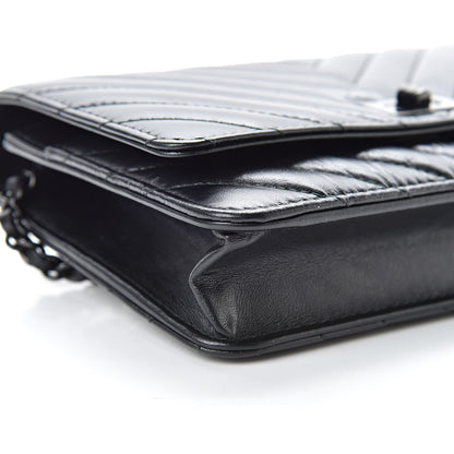 Chanel Aged Calfskin Chevron Quilted Reissue Wallet On Chain WOC So Black 10 of 12