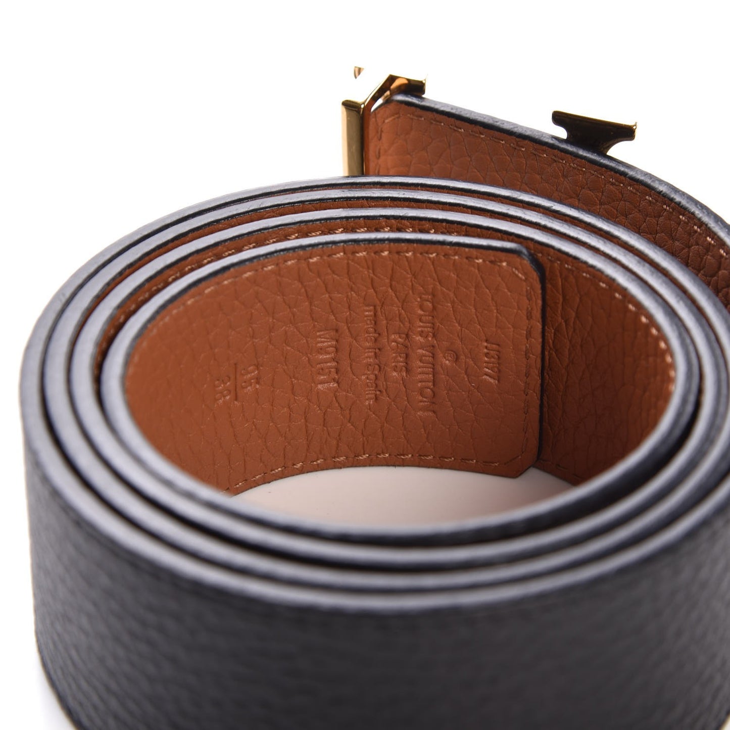 Taurillon Calfskin 30mm LV Initiales Reversible Belt 95 38 Black