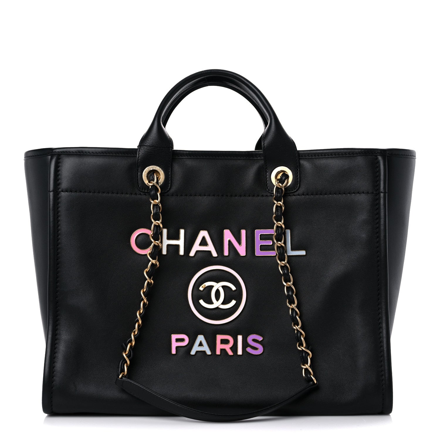 Chanel Calfskin Medium Deauville Tote Black Multicolor 3 of 10