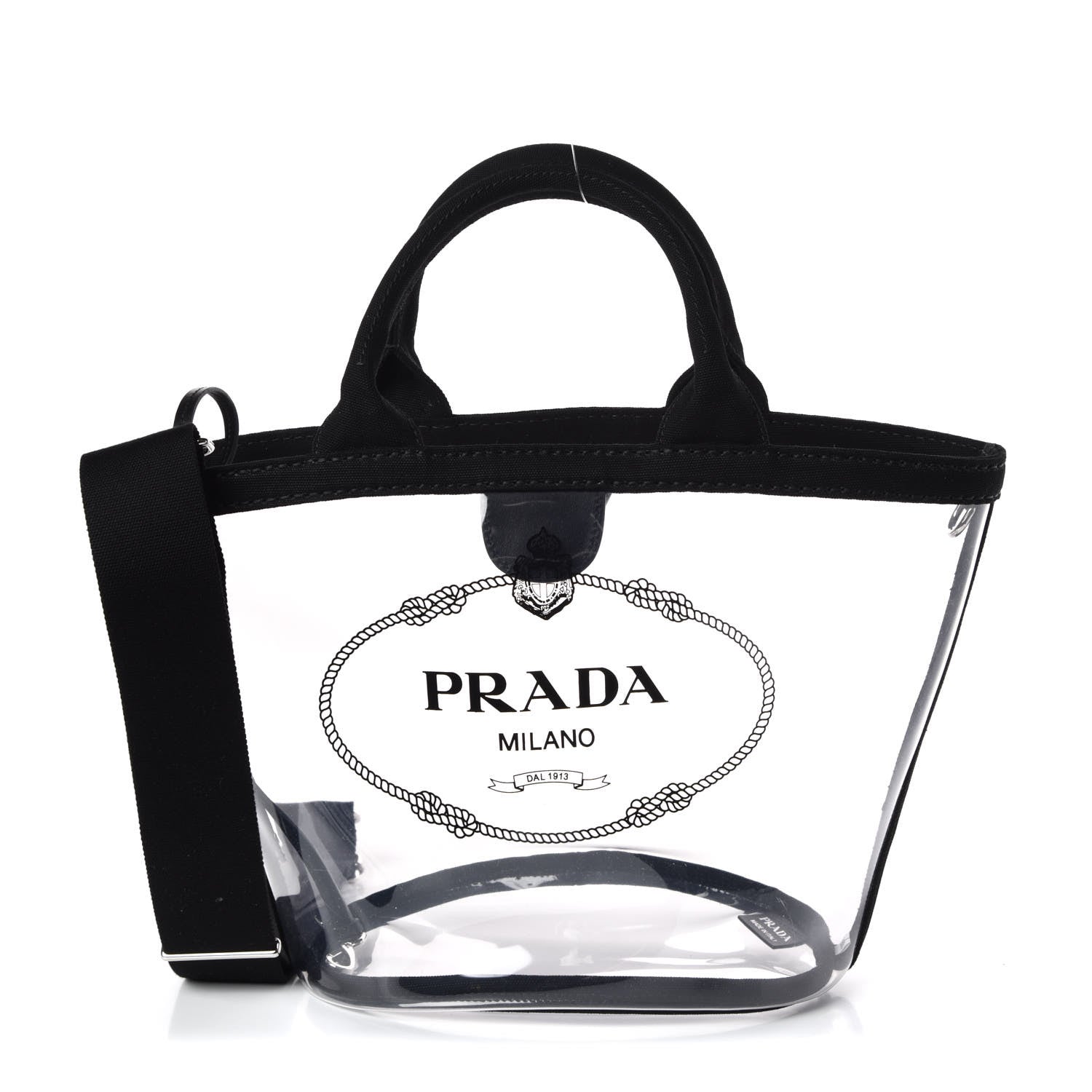 Prada Plexiglass Canapa Small Shopper Tote Black 4 of 12