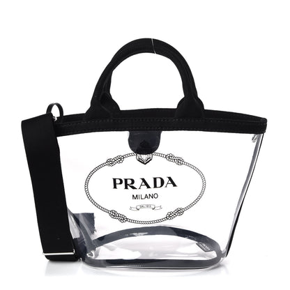 Prada Plexiglass Canapa Small Shopper Tote Black 4 of 12