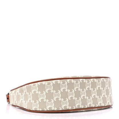 Celine Canvas Calfskin Ava Triomphe Shoulder Bag Grege 4 of 7