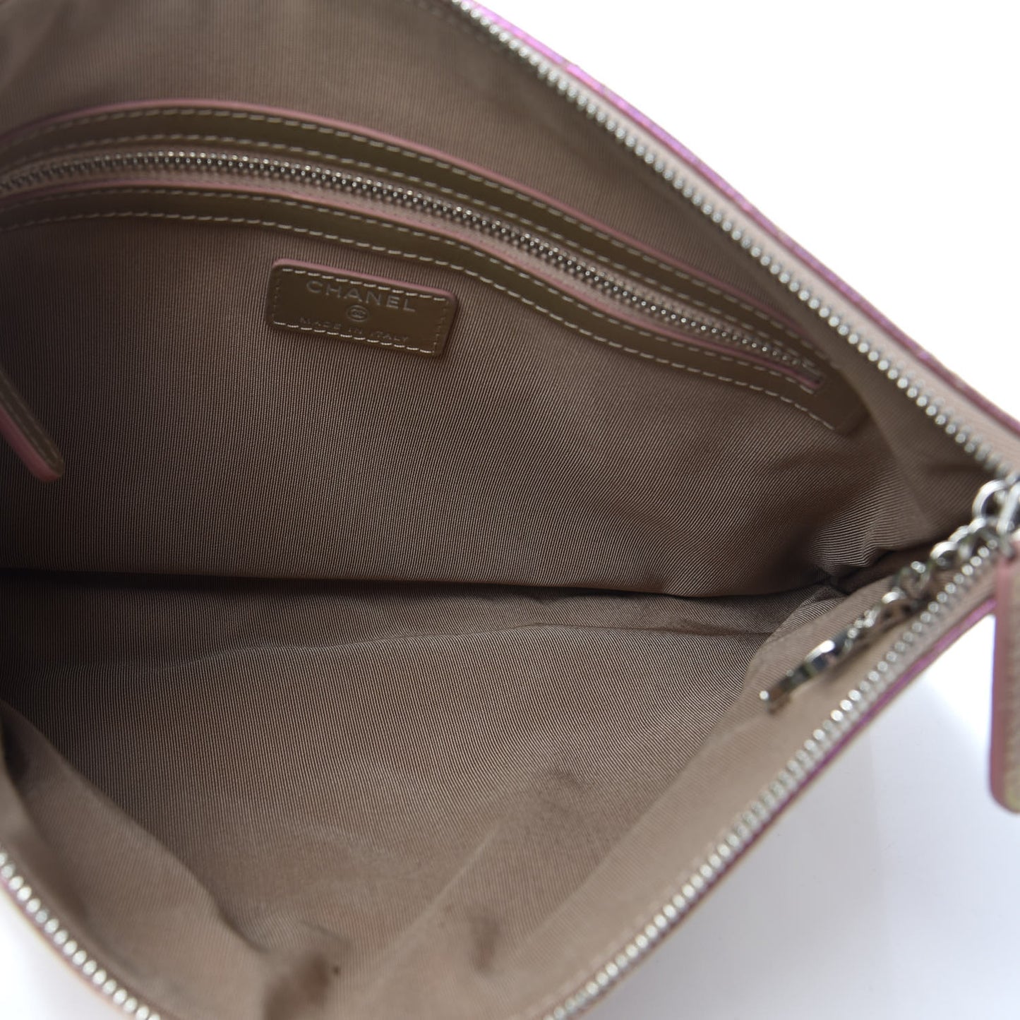 Iridescent Crumpled Calfskin Medium Cosmetic Case Pink