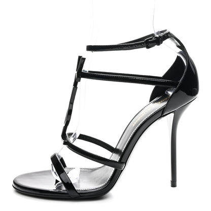 Saint Laurent Vernice Chiffon Cassandra 100 Ankle Strap Sandals 37.5 Black 1 of 8