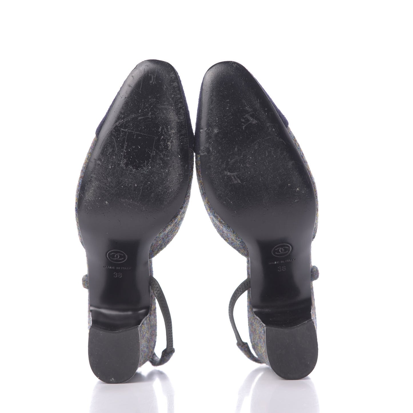 Wool Cap Toe CC Slingback Pumps 38 Black Dark Grey