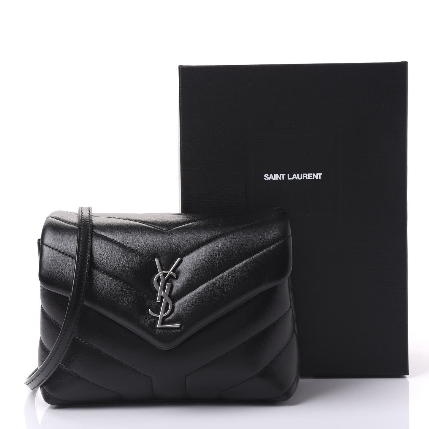 Calfskin Y Quilted Monogram Toy Loulou Crossbody Bag Black