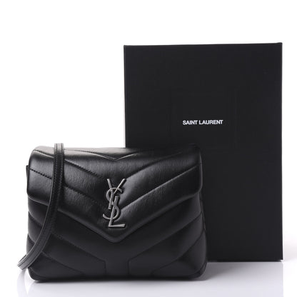 Saint Laurent Calfskin Y Quilted Monogram Toy Loulou Crossbody Bag Black 9 of 9