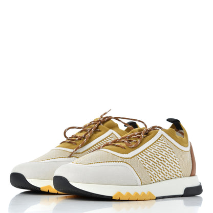 Hermes Knit Goatskin Womens Addict Sneakers 40 Ocre 3 of 12