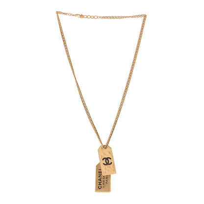 Chanel ID Dog Tag Charm Necklace Gold 3 of 4