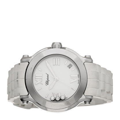 Chopard Stainless Steel Rubber 3 Diamond 36mm Happy Sport Quartz Watch White 2 of 5