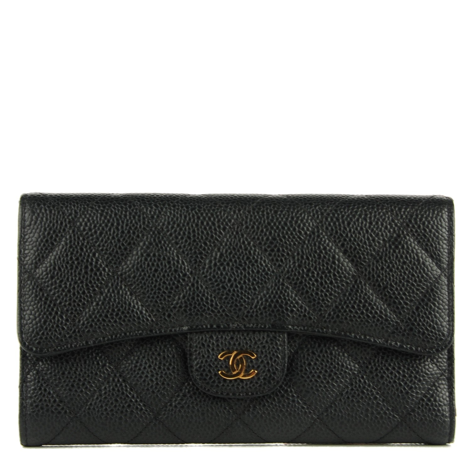 Chanel Caviar Quilted Long Flap Wallet Black 1 of 8