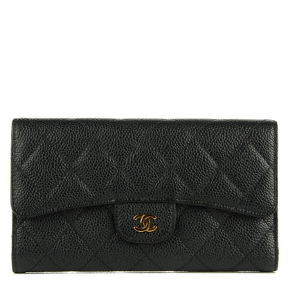 Chanel Caviar Quilted Long Flap Wallet Black 1 of 8