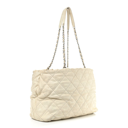 Chanel Calfskin Contrast Stitch Tote Beige 2 of 17