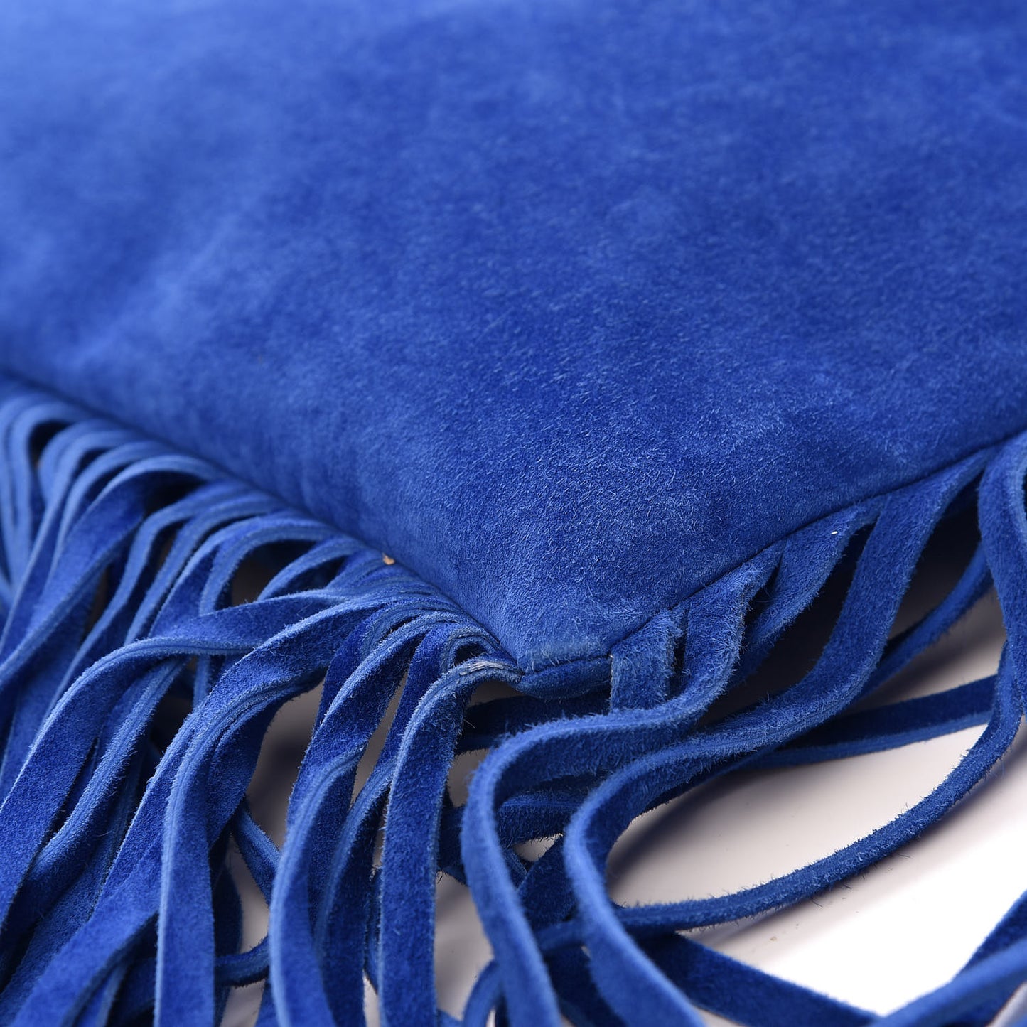 Suede Bamboo Fringe Small Shopper Tote Blue