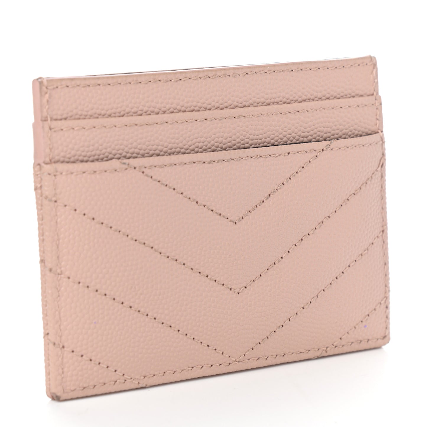 Grain De Poudre Matelasse Chevron Monogram Credit Card Case Pale Pink