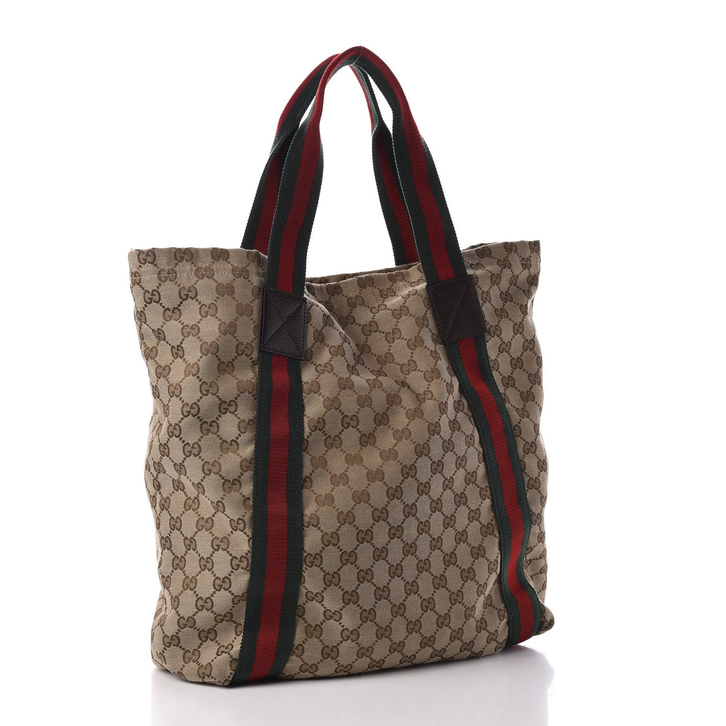 GG Monogram Medium Web Handle Vertical Tote Dark Brown