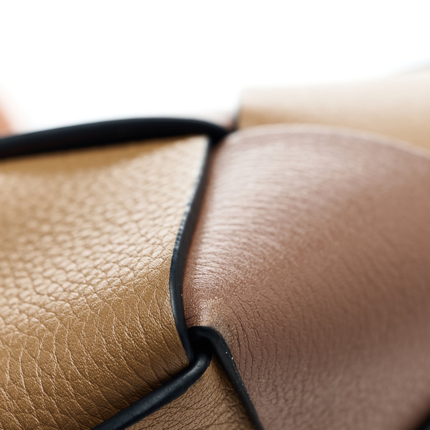 Calfskin Small Woven Basket Surplus Bag Hazelnut Camel