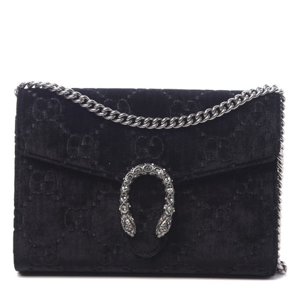 Gucci Velvet GG Monogram Mini Dionysus Chain Wallet Black 1 of 10