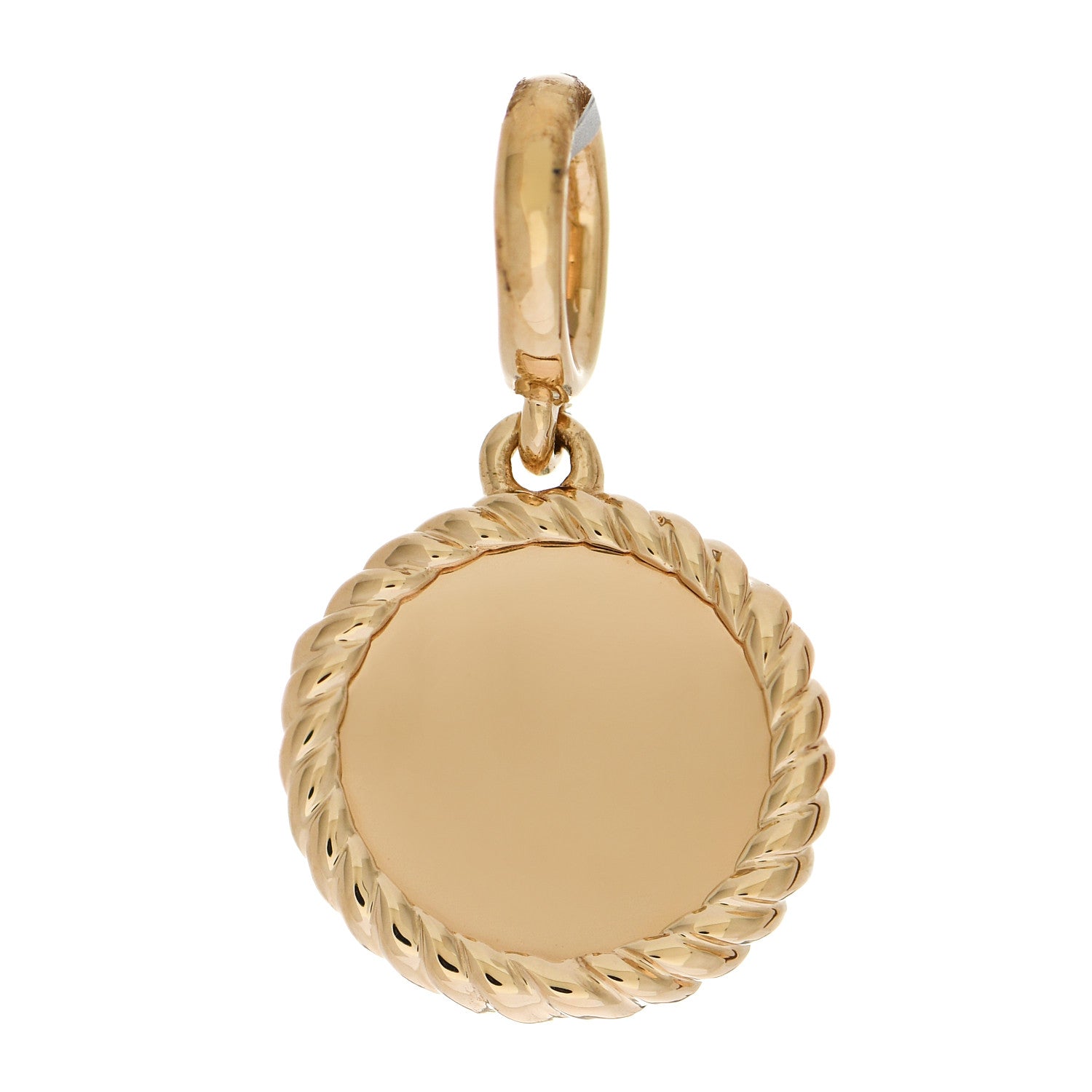 David Yurman 18K Yellow Gold Small Engravable Circle Charm Enhancer Pendant 1 of 3