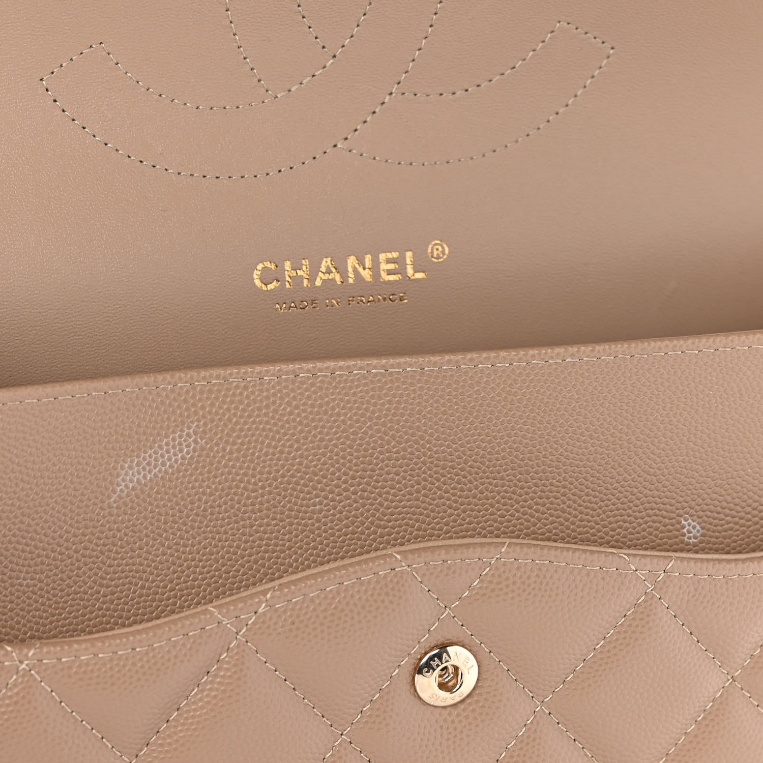 Chanel Caviar Quilted Jumbo Double Flap Beige 6 of 10