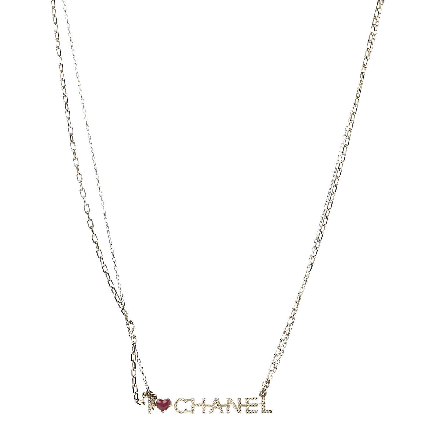 Quilted I Heart Logo Necklace Gold