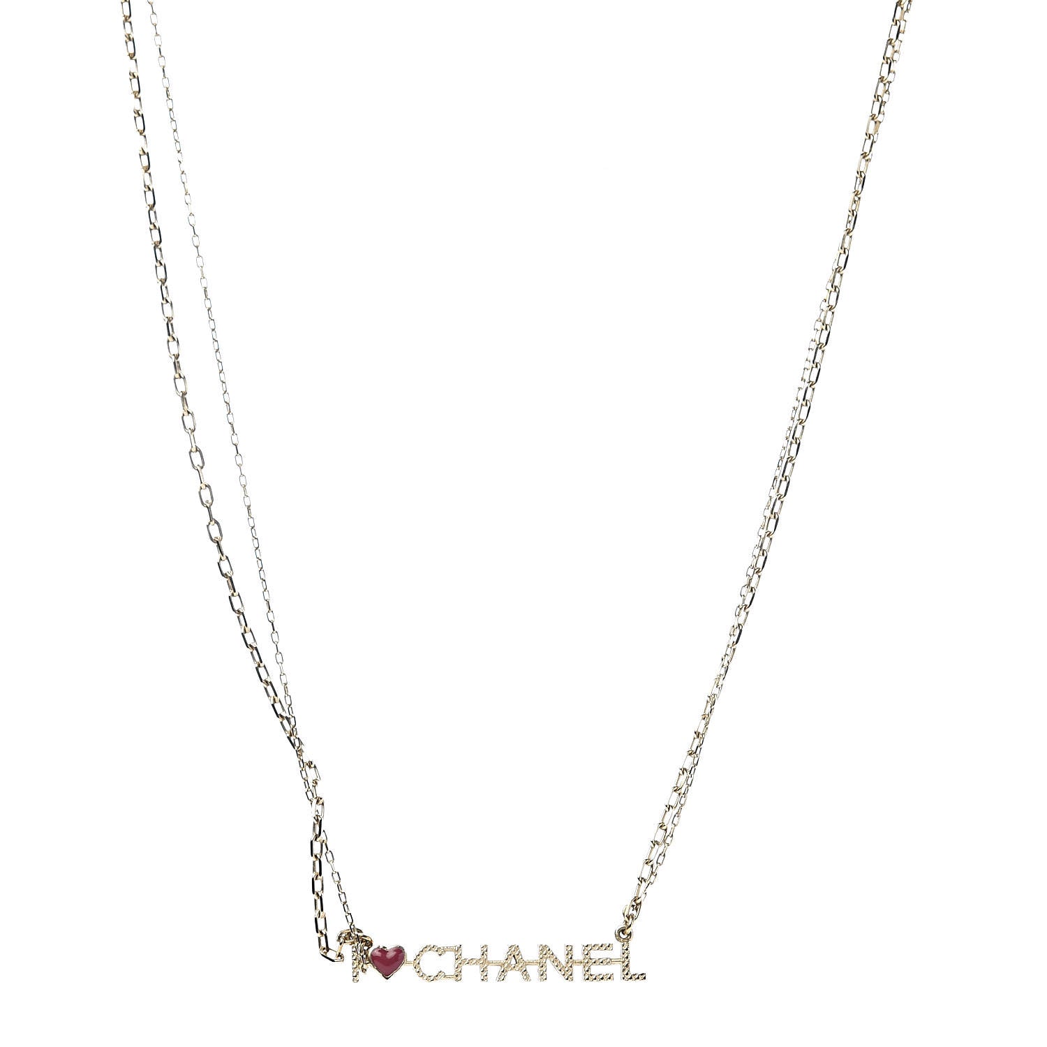 Chanel Quilted I Heart Logo Necklace Gold 1 of 6