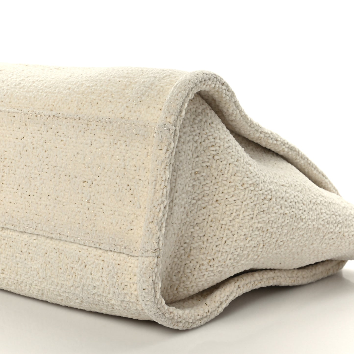 Lurex Boucle Small Deauville Tote White