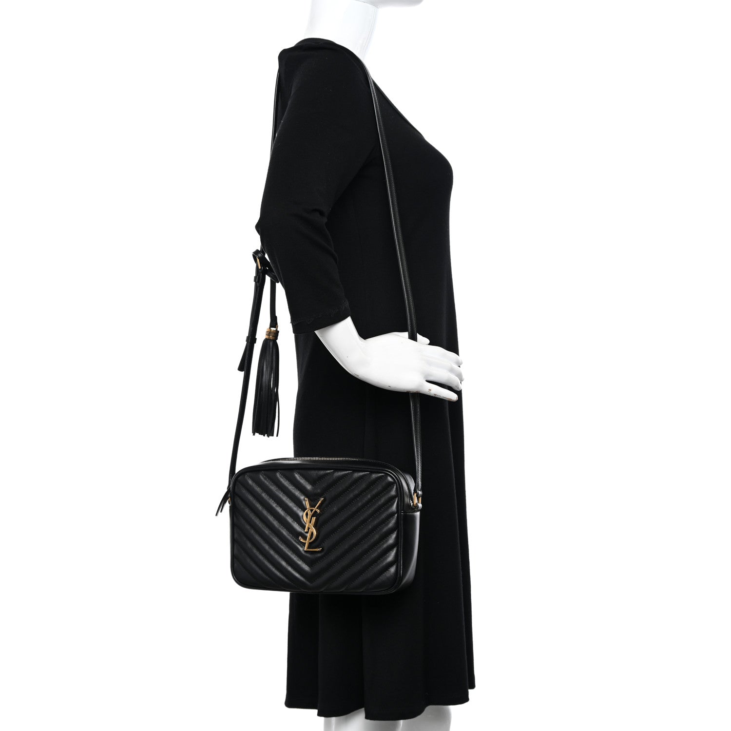 Saint Laurent Calfskin Matelasse Monogram Lou Camera Bag Black 2 of 14