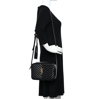 Saint Laurent Calfskin Matelasse Monogram Lou Camera Bag Black 2 of 14