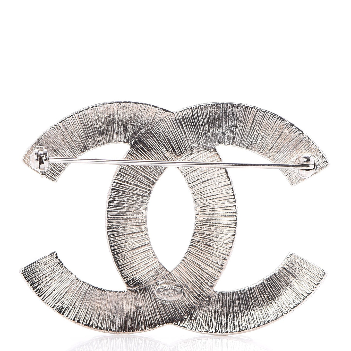 Baguette Crystal CC Brooch Silver