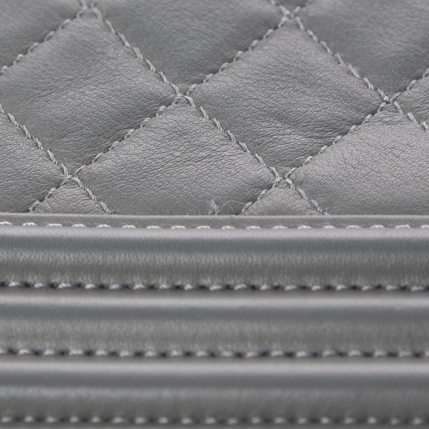 Calfskin Quilted New Medium Boy Flap Grey