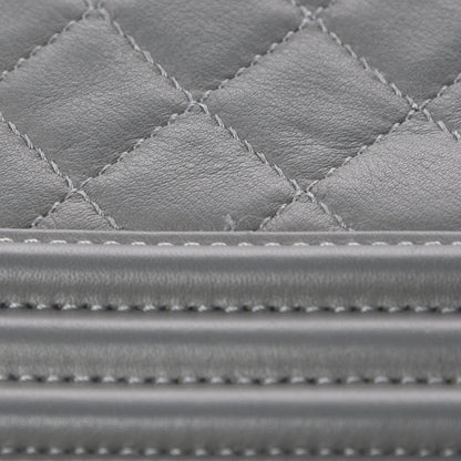 Chanel Calfskin Quilted New Medium Boy Flap Grey 13 of 13