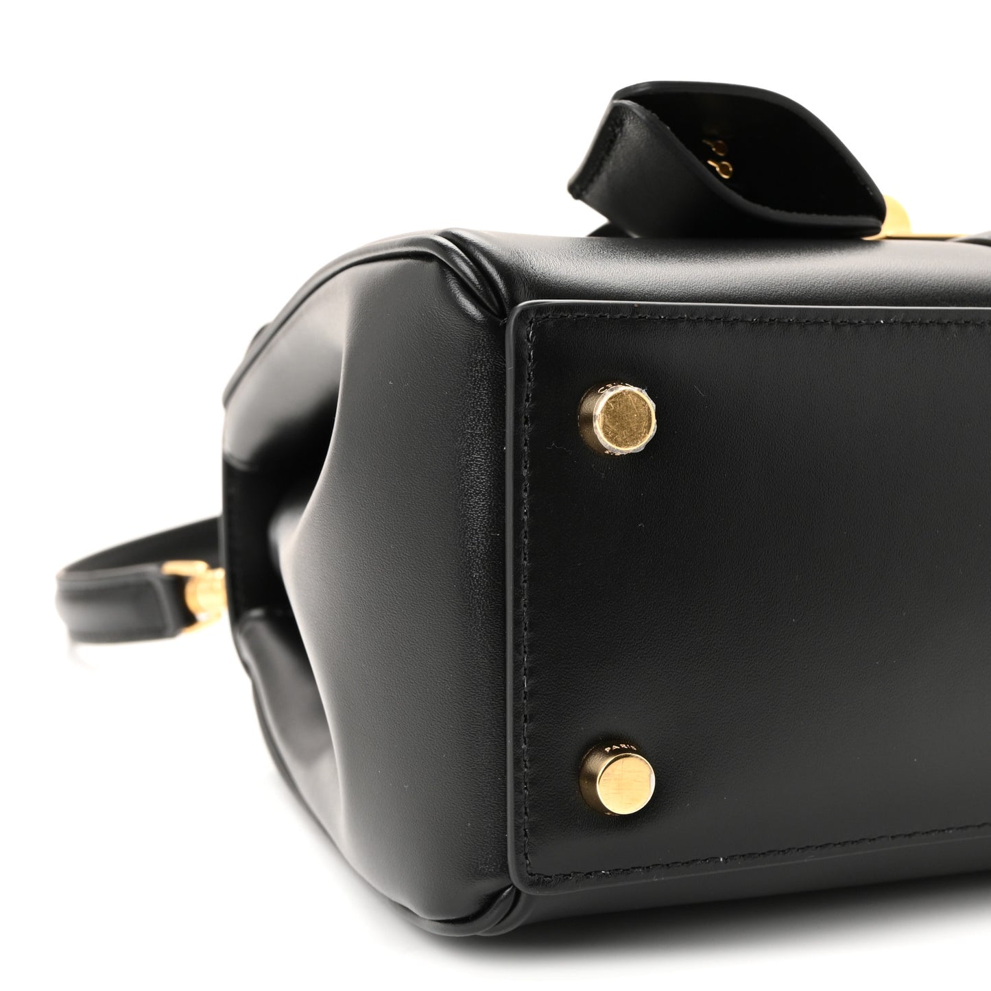 Satinated Calfskin Small 16 Top Handle Bag Black