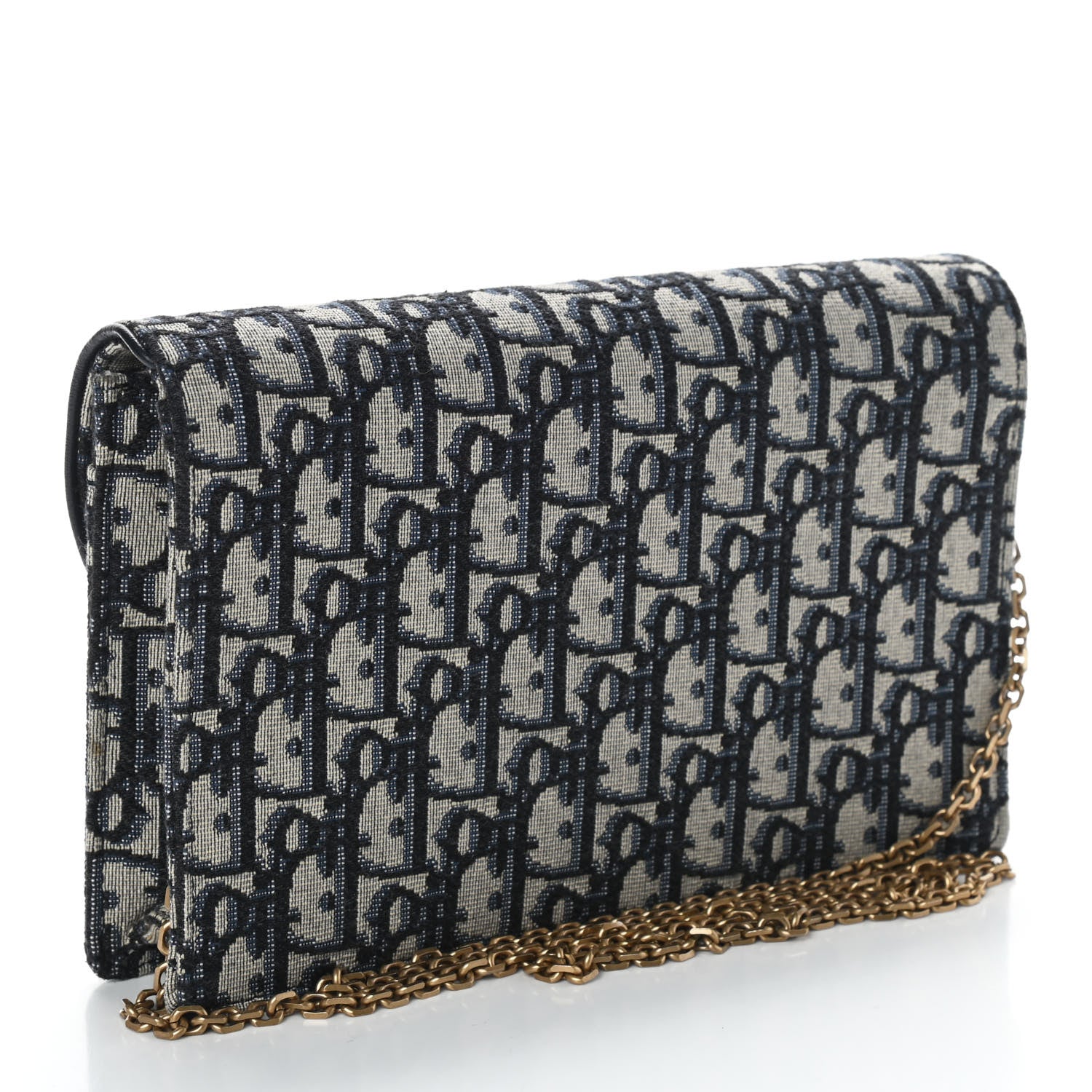 Christian Dior Oblique Saddle Chain Pouch Blue 3 of 9