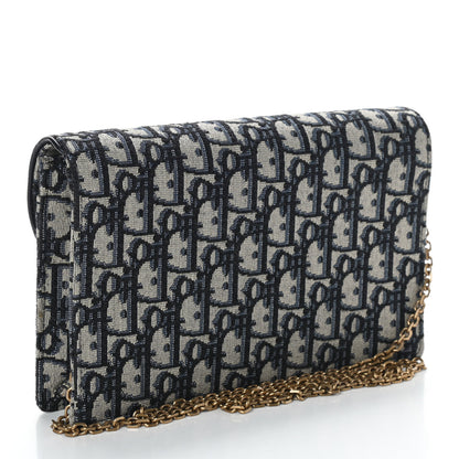 Christian Dior Oblique Saddle Chain Pouch Blue 3 of 9