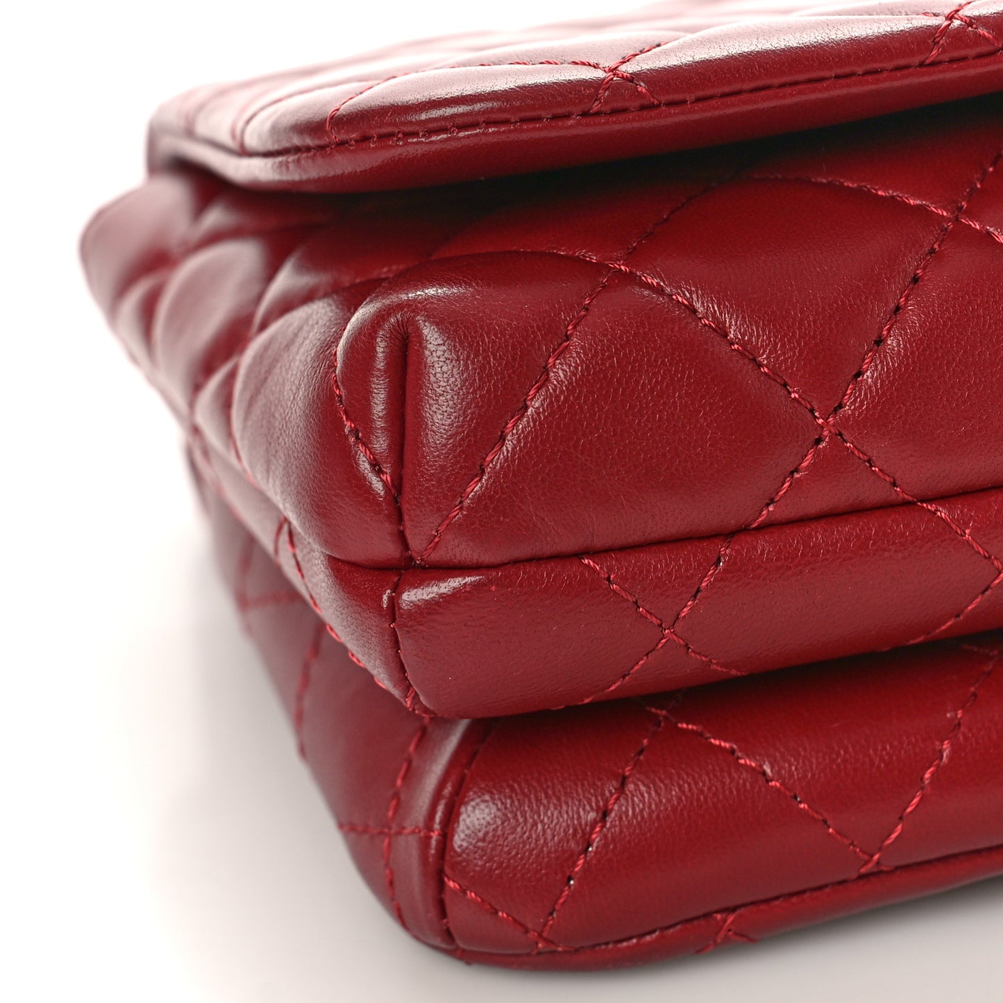 Lambskin Quilted Wood Mini Coco Handle Flap Red