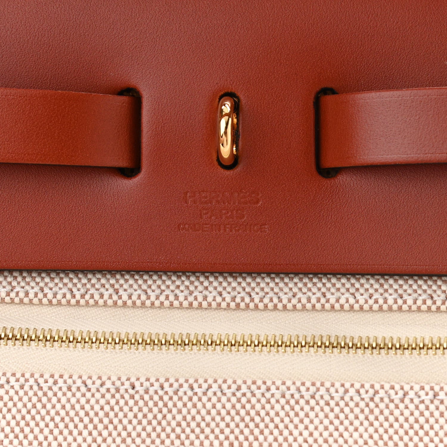 Hermes Vache Hunter Toile H Brides de Gala Herbag Zip Retourne 31 PM Cuivre Ecru Beige 7 of 12