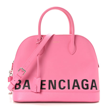 Balenciaga Signature Grained Calfskin Logo M Ville Top Handle Bag Rose Bubblegum Black 1 of 8
