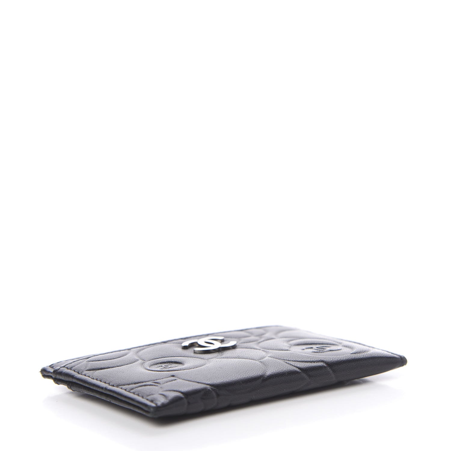 Chanel Lambskin Camellia Embossed Card Holder Black 4 of 8