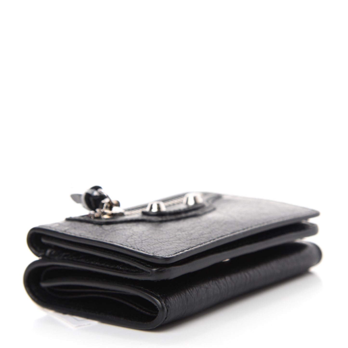 Agneau Classic Silver Hardware Mini Wallet Black