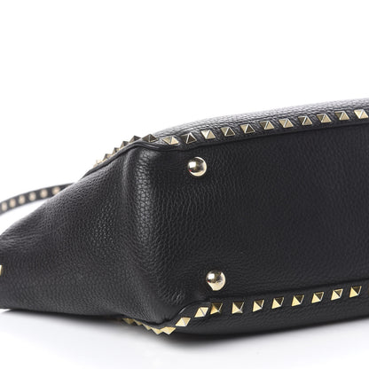 Valentino Garavani Grained Calfskin Small Rockstud Tote Black 11 of 13