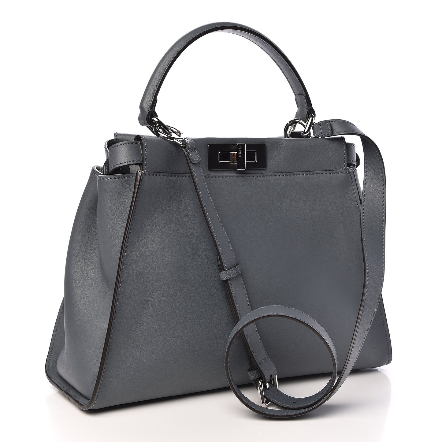 Vitello Seta Shiny Nappa Medium Peekaboo Iconic Satchel Tempesta Grigio Perla
