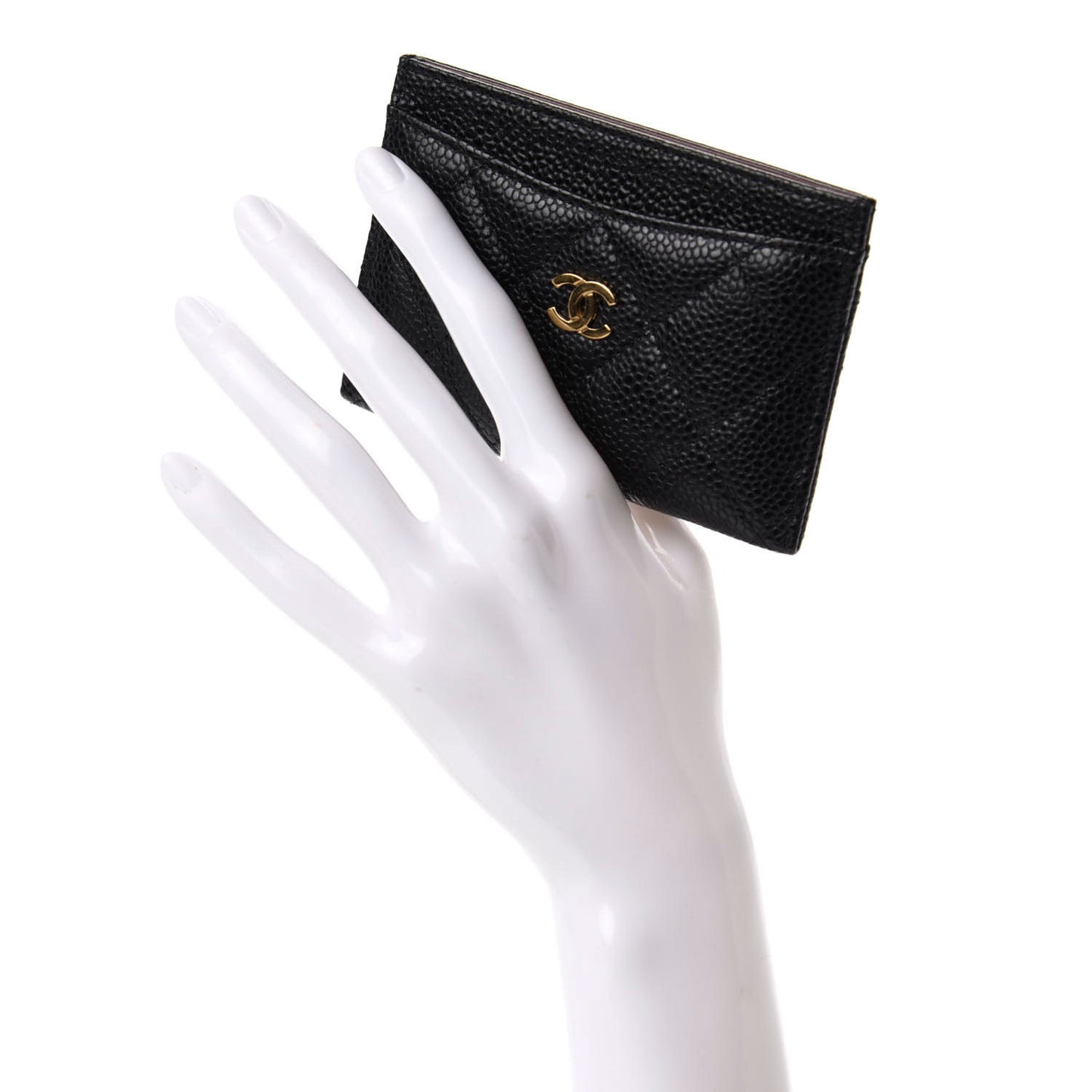 Caviar Quilted Card Holder Black