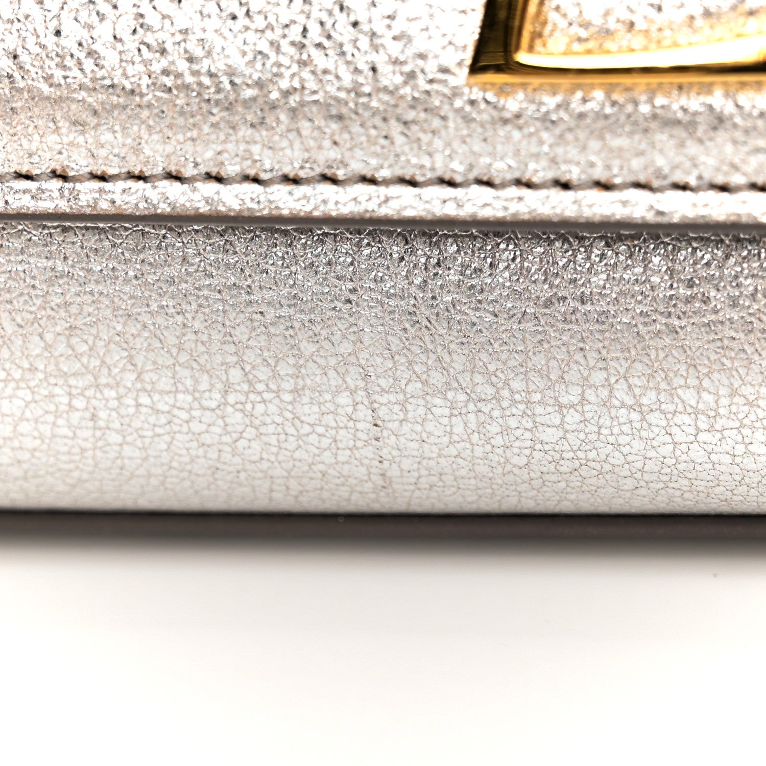 Saint Laurent Textured Metallic Calfskin Classic Monogram Cassandre Clutch Silver 8 of 14
